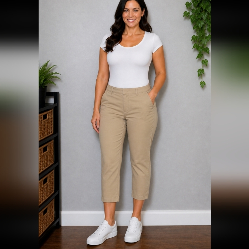 GAP 14 Petite Curvy Slim City Crop Khaki